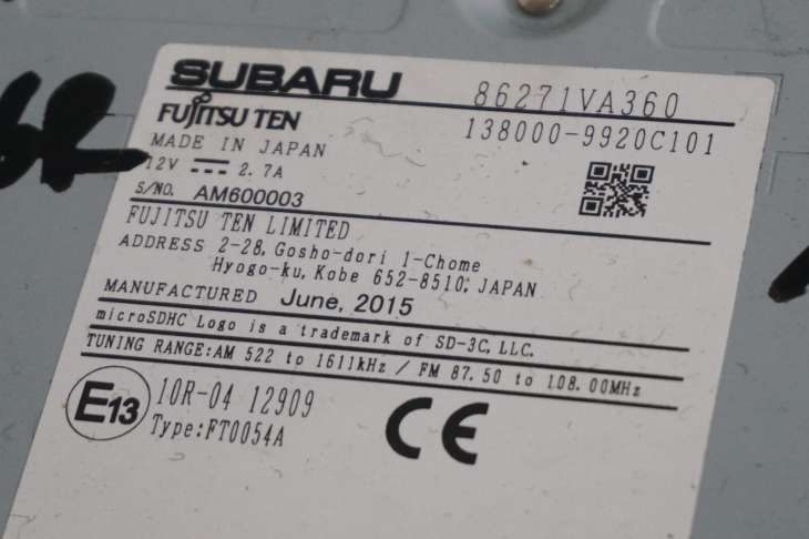 Subaru Levorg Nawigacja Gps 86271va360 72311va170 86277fj010 - Image 6