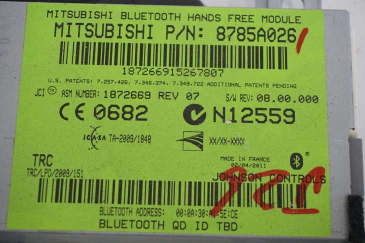 Mitsubishi Asx 2013r 1.8 Did Sterownik Moduł Bluetooth 8785a026 - Image 4
