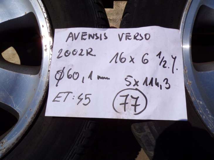Toyota Avensis Verso Felgi 16 5x114.3 Et45 - obrazek 2