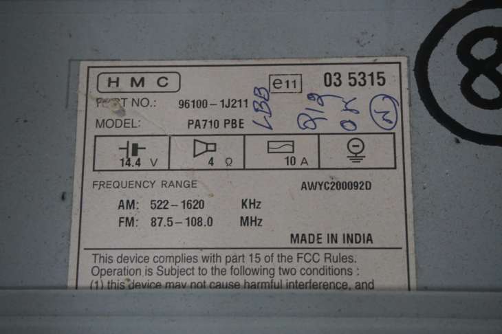 Hyundai I20 Panel Radioodtwarzacz Cd/Dvd/Gps 961001j211 - Image 4