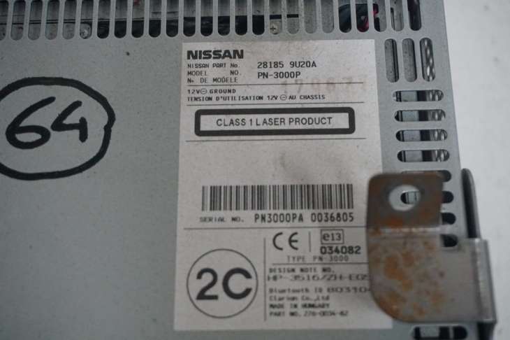 Nissan Note 08-12 Radioodtwarzacz Cd Bt 281859u20a Pn-3000p - Image 3