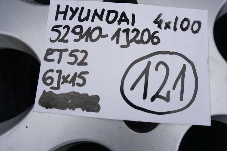 Hyundai I20 Felgi Aluminiowe 15 4x100 52910-1j206 Et52 52910-1j200 - obrazek 2