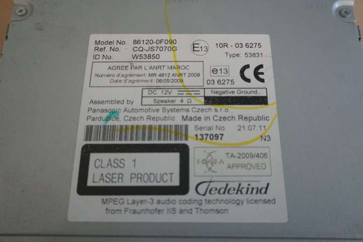 Toyota Verso Radio Radioodtwarzacz 86120-0f090 - Image 5