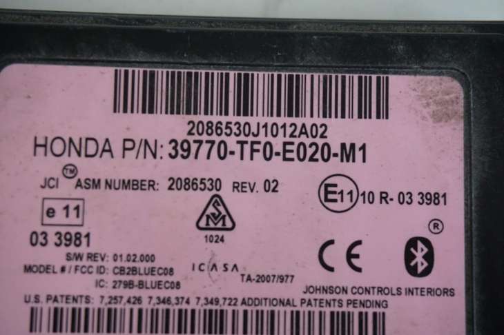 Honda Jazz III 2008-2015 Moduł Bluetooth 39770-Tf0-E020-M1 Nr. 95 - Image 3