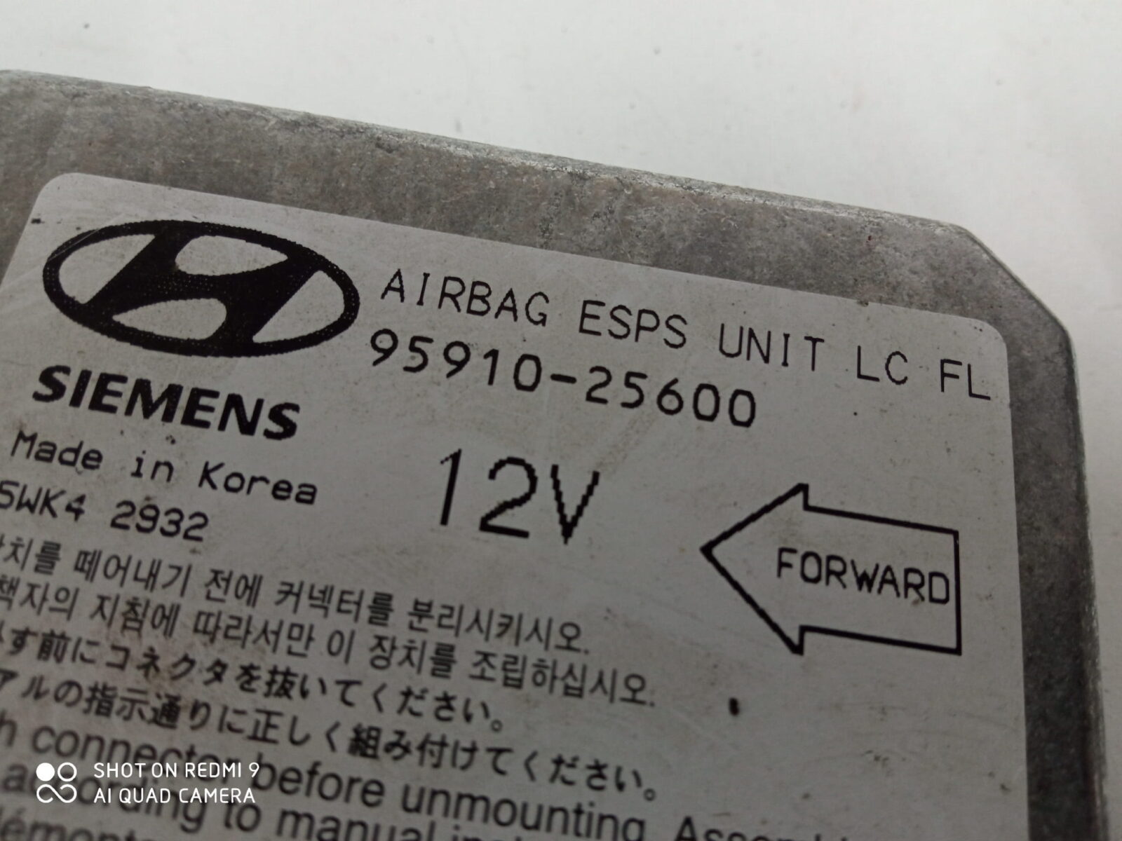 Hyundai Accent III 2009r 1.4b Moduł Sensor Sterownik Poduszek Airbag 95910-25600 - obrazek 2