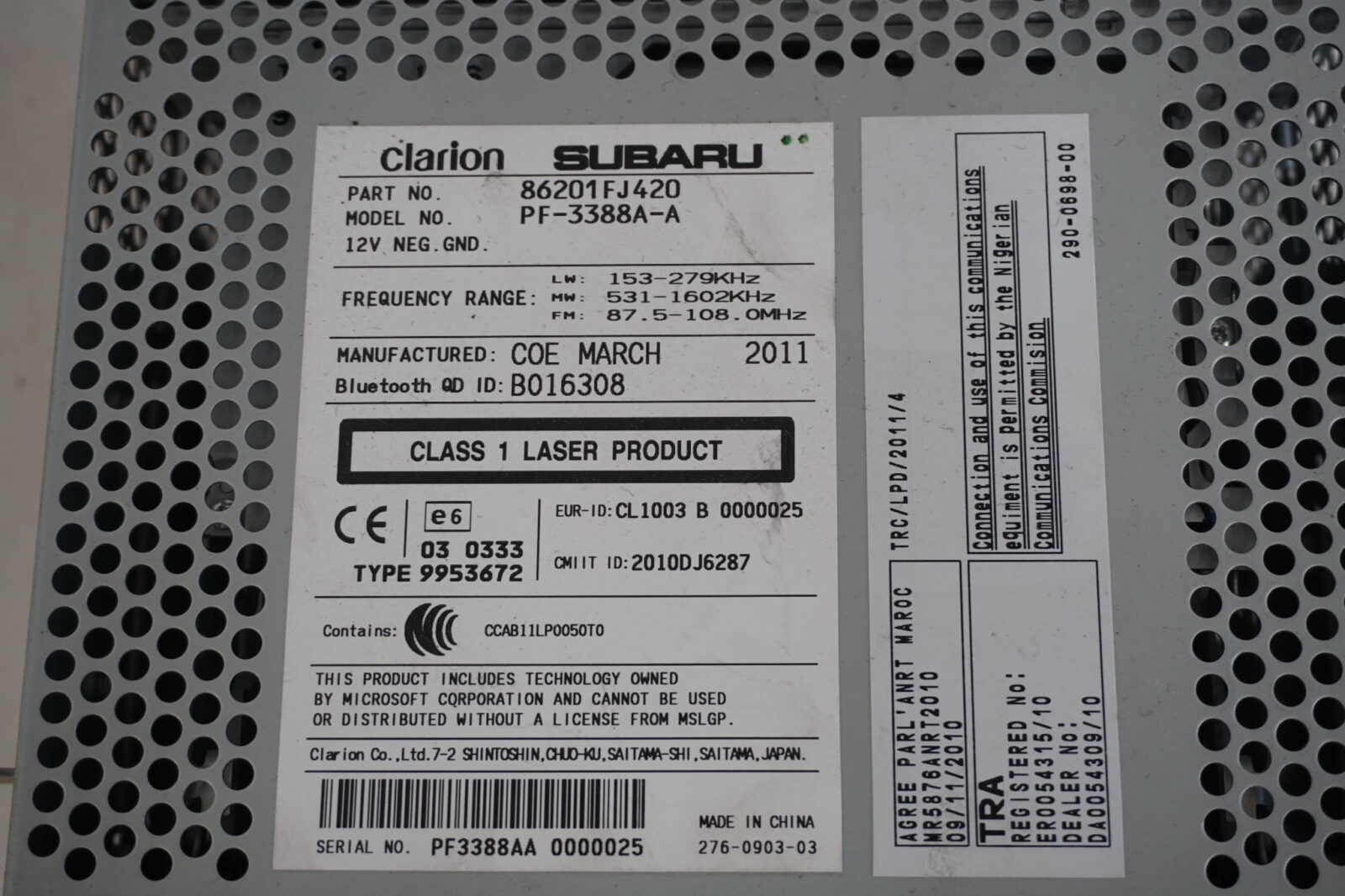Subaru XV 2011r Radioodtwarzacz Cd/Dvd/Gps 86201fj420 - obrazek 3