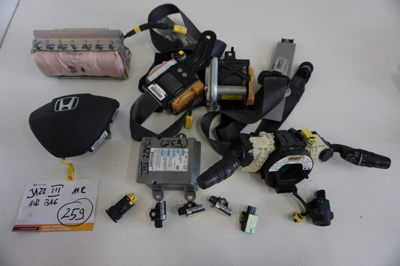 HONDA JAZZ III ZESTAW AIRBAG PODUSZKI PASY BEZPIECZENSTWA STEROWNIK 77960-tf0-E821-M3