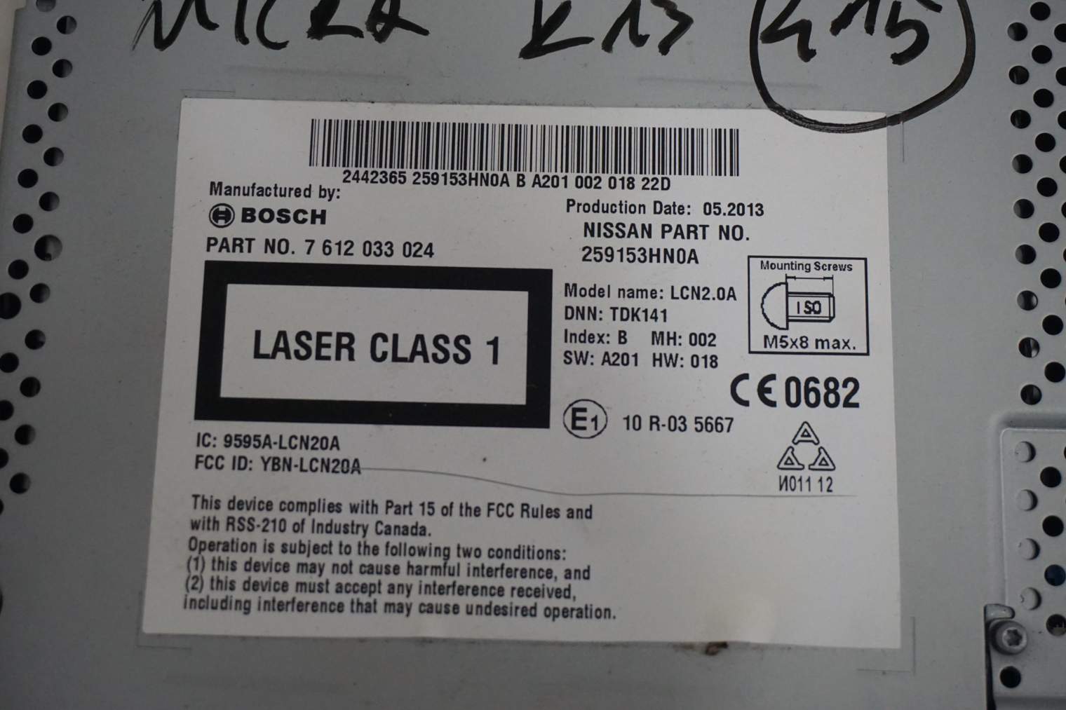 NISSAN MICRA K13 RADIOODTWARZACZ 259153HN0A - obrazek 6
